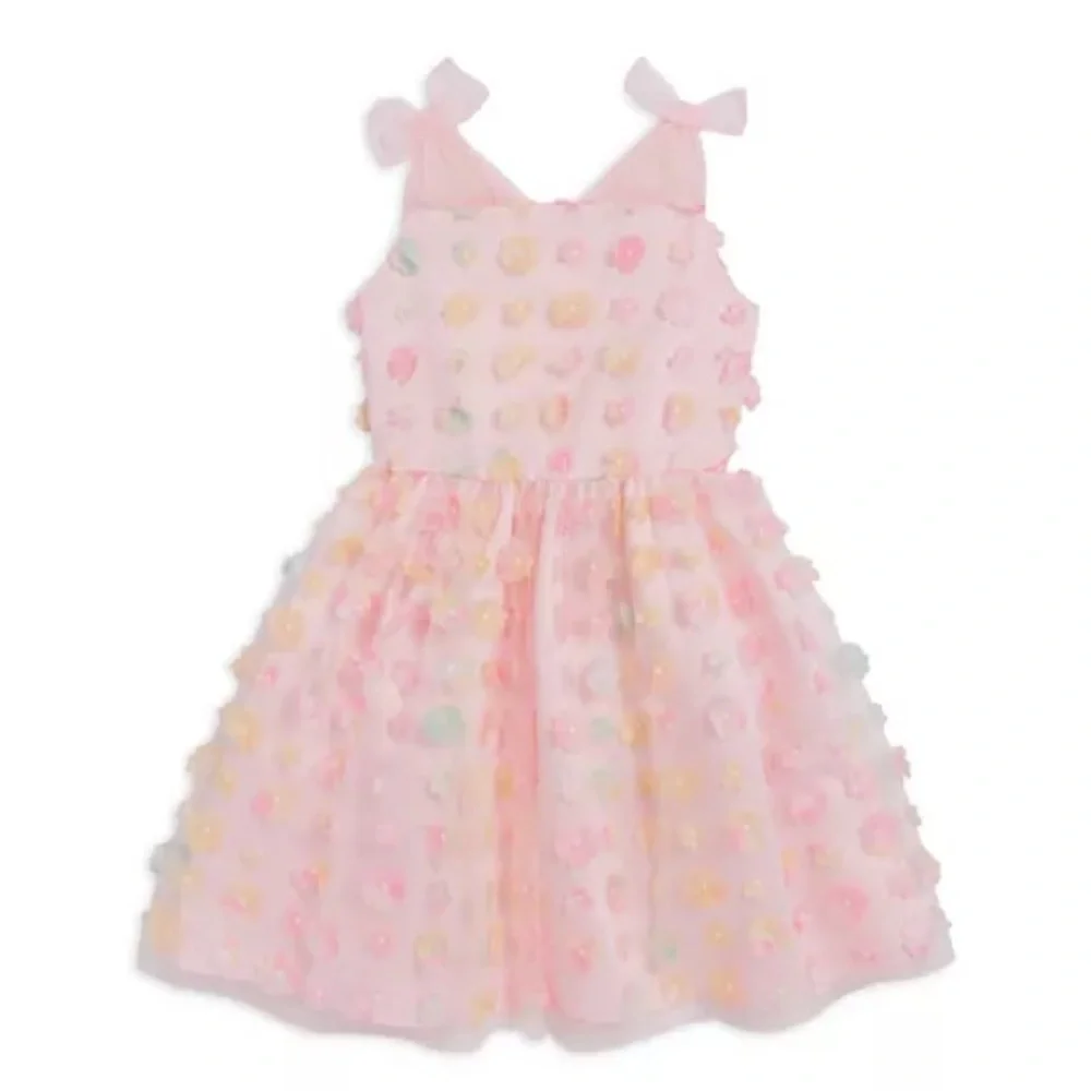 🌸US ANGELS- Girls' 3D Floral Fit & Flare Dress🌸 - Picture 2 of 8
